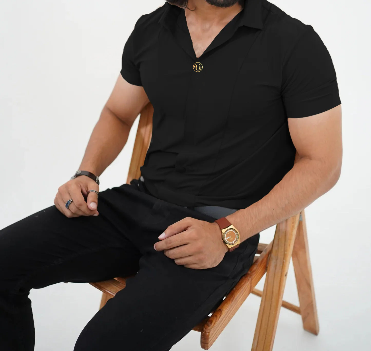 Men's Premium Classic Style Stretchable Embroidered T-Shirt