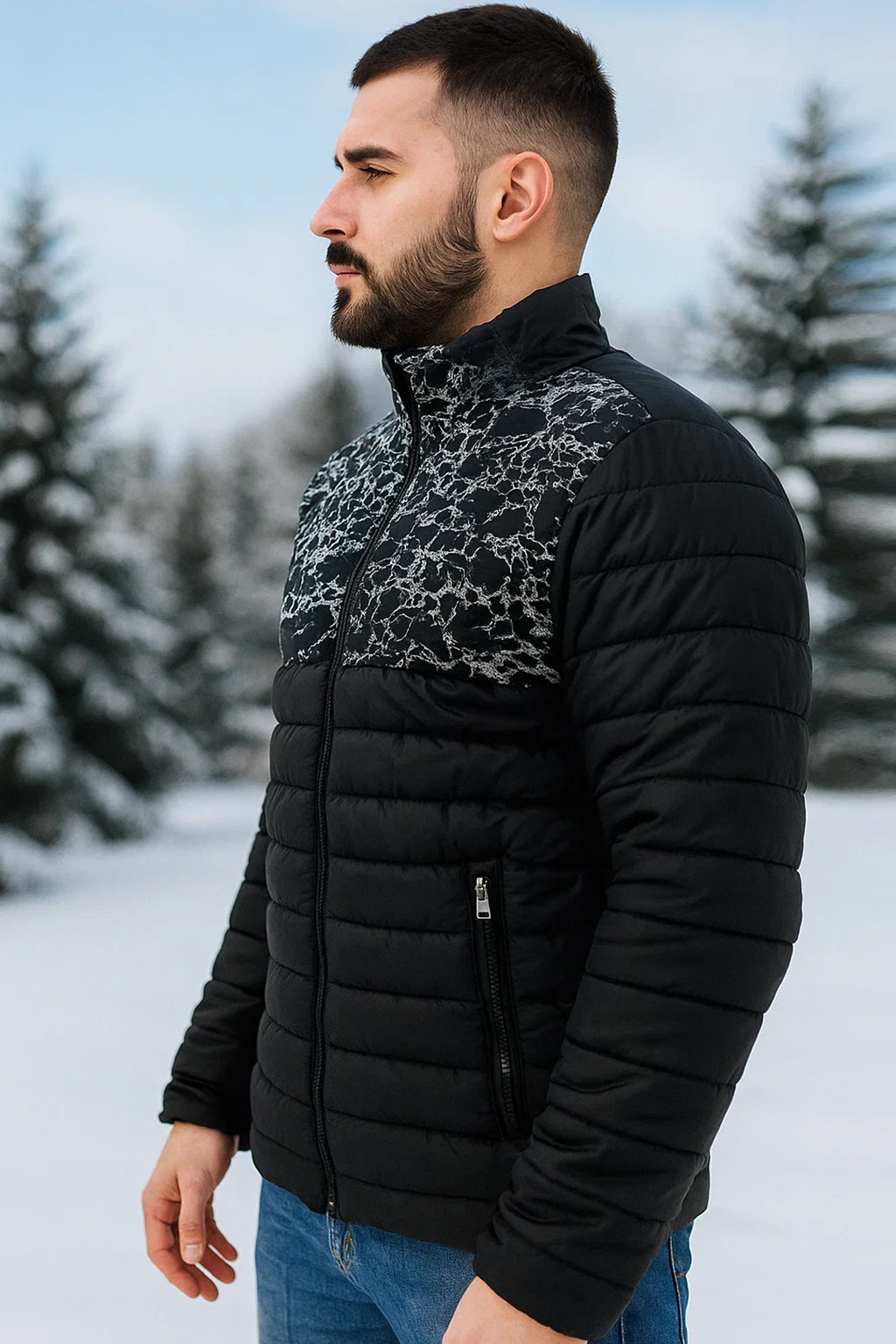 Black Full Sleeves Puffer Jacket - M/S