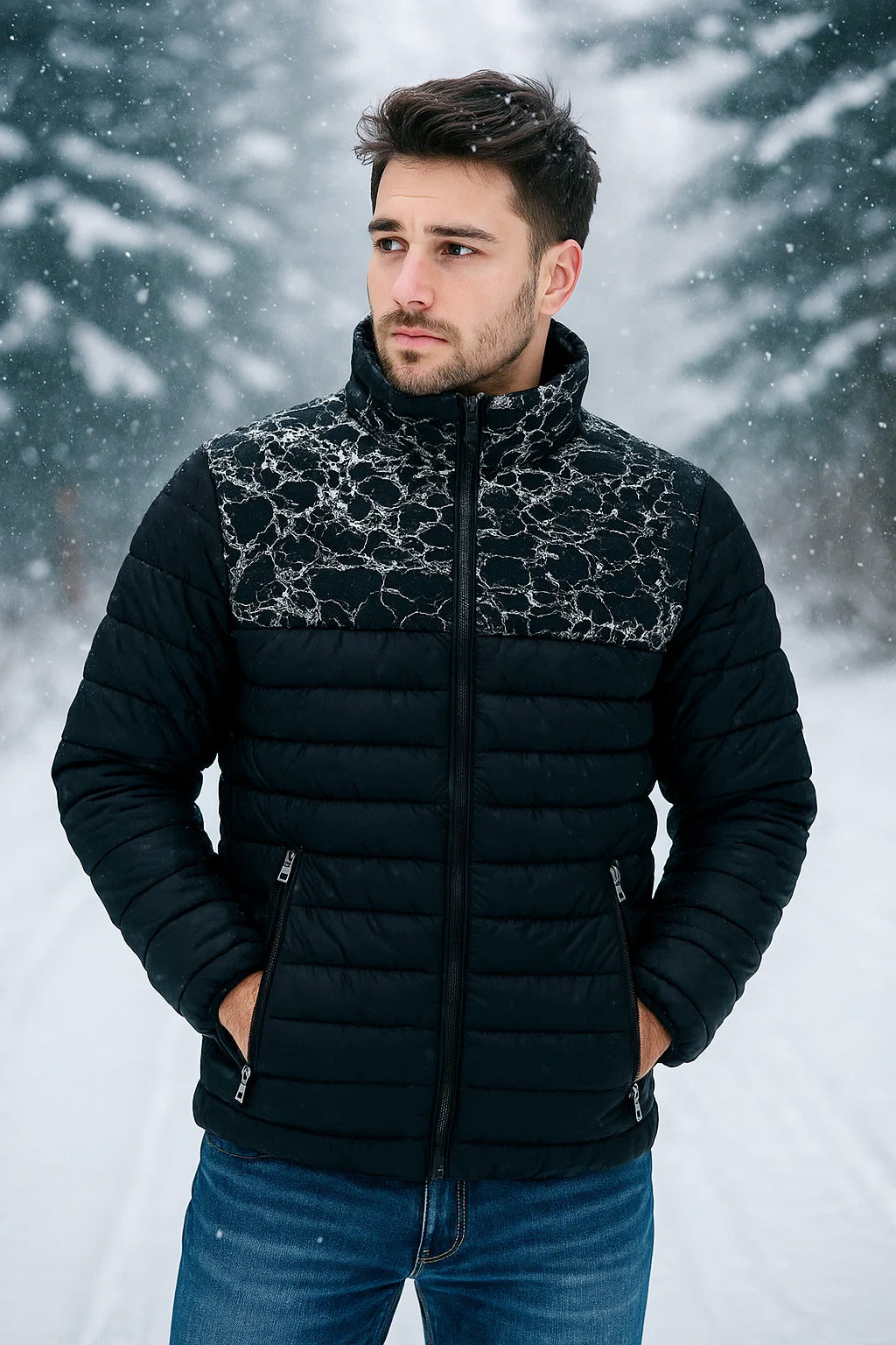 Black Full Sleeves Puffer Jacket - M/S