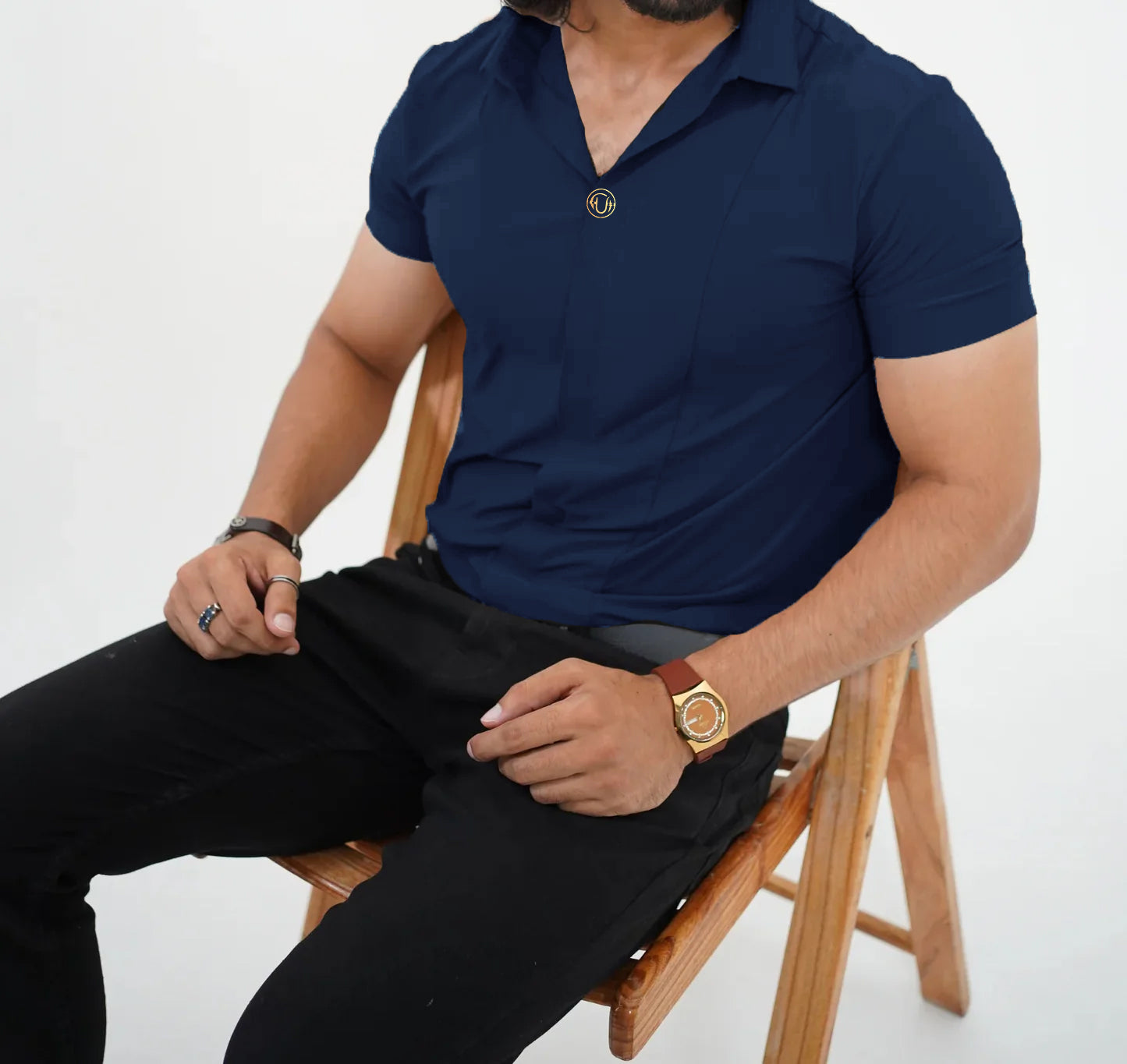 Men's Premium Classic Style Stretchable Embroidered T-Shirt