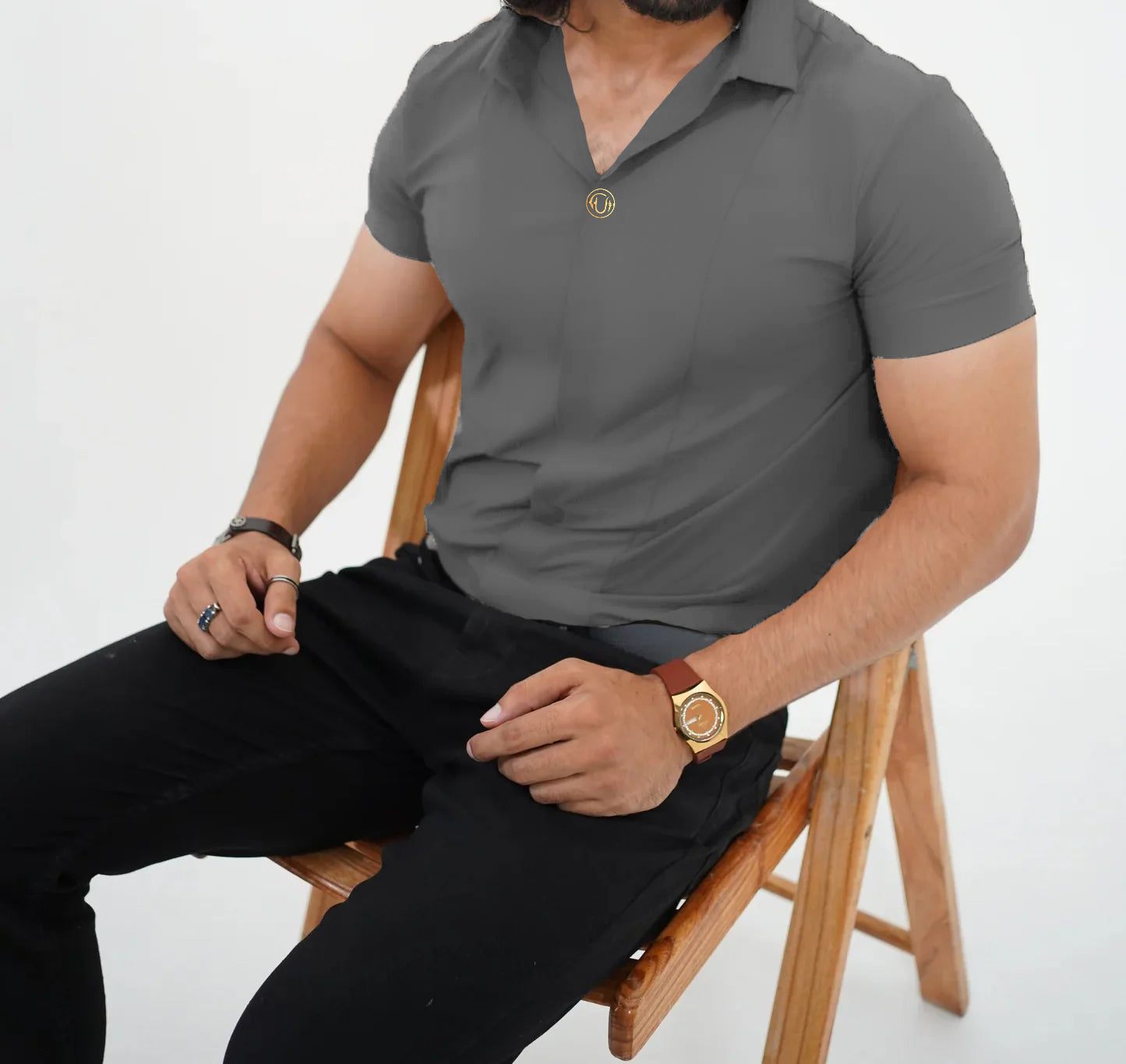 Men's Premium Classic Style Stretchable Embroidered T-Shirt