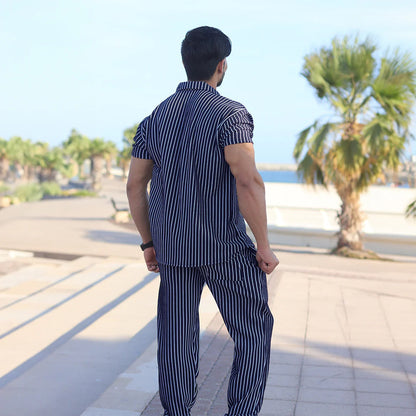 Linen Blue & White stripe Cord Set