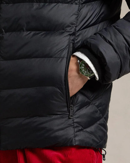 Black Pony Full Sleeves Puffer Jacket - P/N