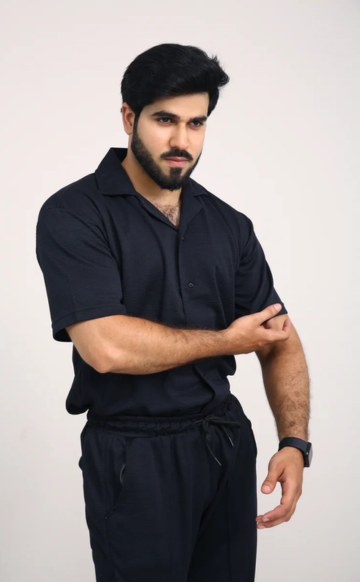 Luxury Men's Textured Co-ord set Black