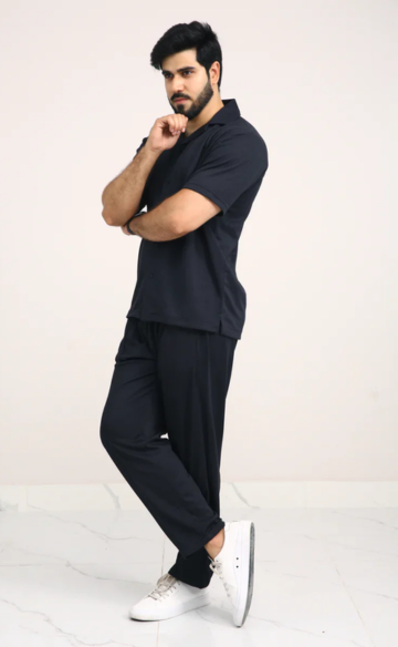 Luxury Men's Textured Co-ord set Black